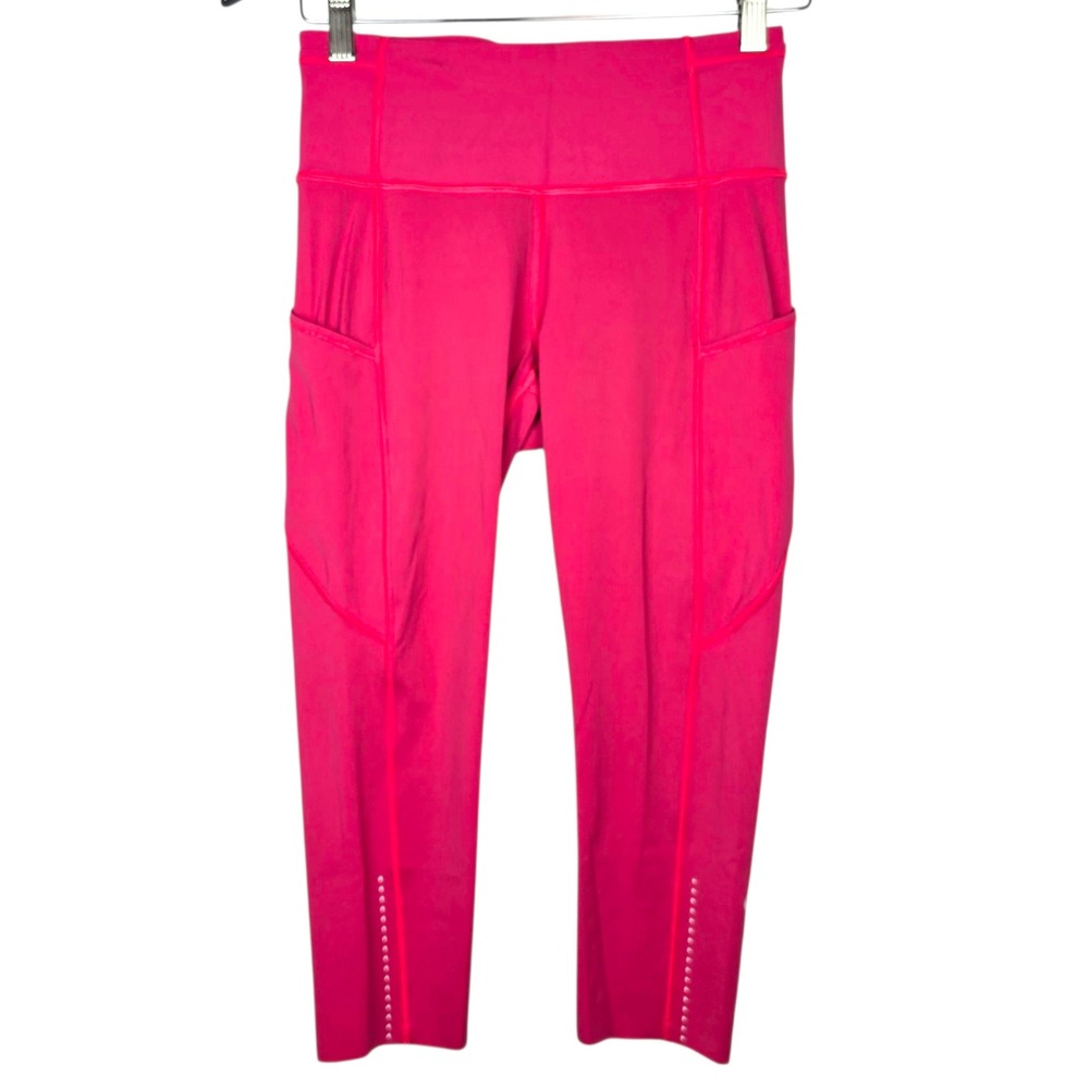 Lululemon Womens 6 Pink Fuchsia Cropped Leggings Pants *READ*
